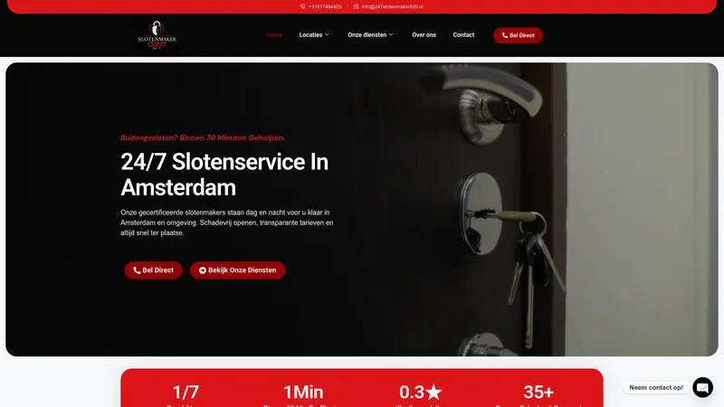 Website van 24/7 slotenmaker 020