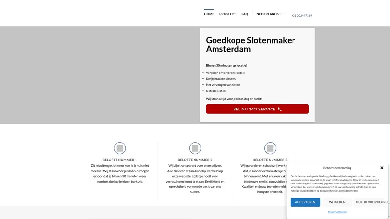 Website van 247 Slotenmaker Amsterdam
