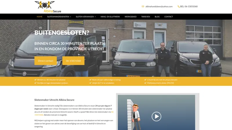Website van Albina Secure 24uurSlotenmaker