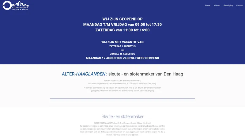 Website van Alter Haaglanden Sleutels Sloten