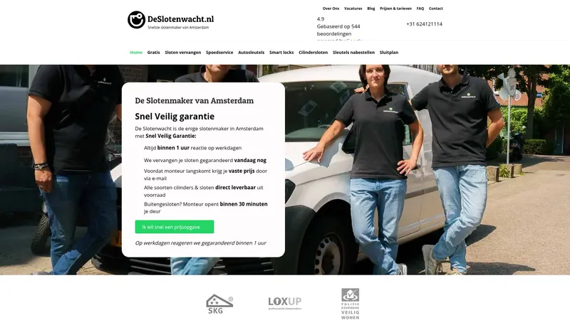 Website van Amsterdam Slotenmaker