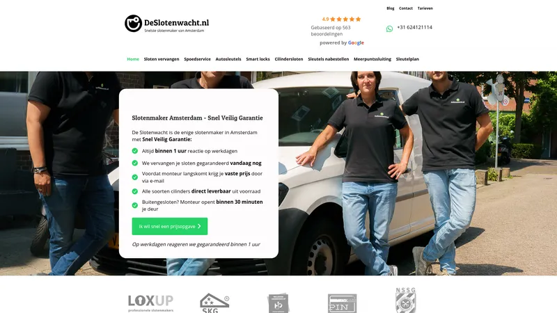 Website van Amsterdam Slotenservice