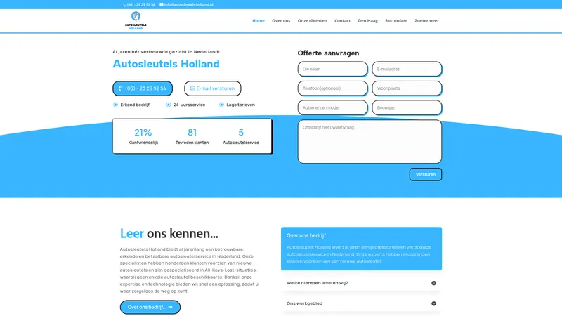 Website van Autosleutels Holland