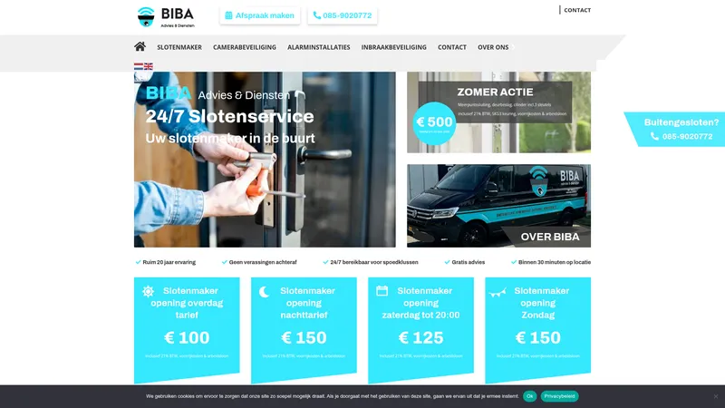 Website van BIBA Advies & Diensten