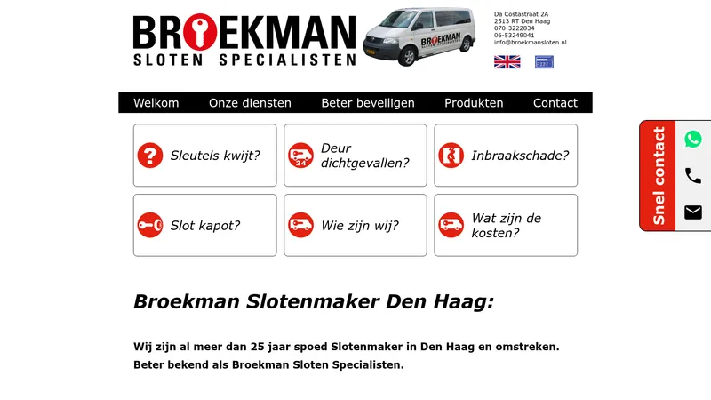 Website van Broekman Sloten Specialisten