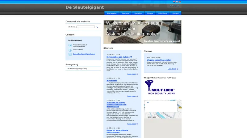 Website van De Sleutelgigant
