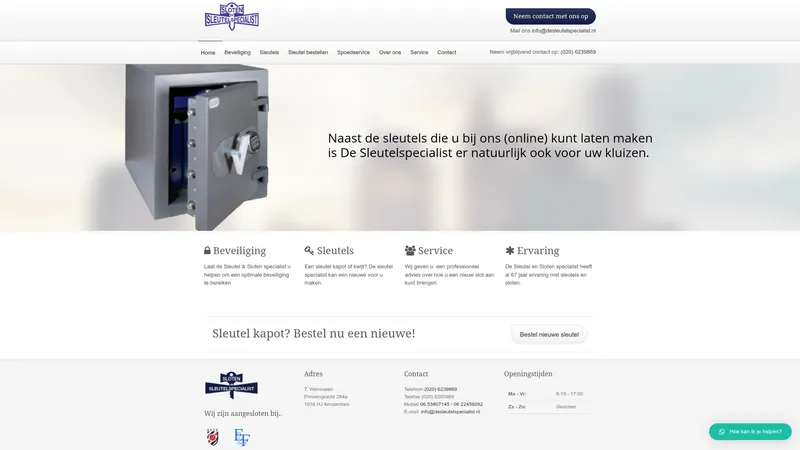 Website van De Sleutelspecialist