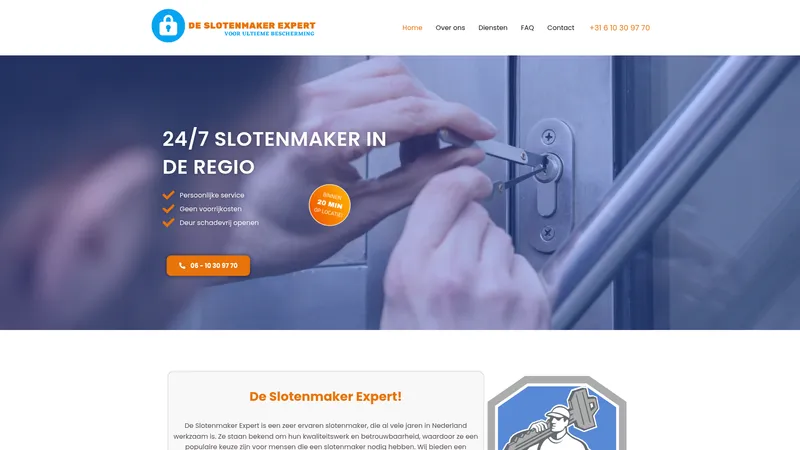 Website van De Slotenmaker Expert