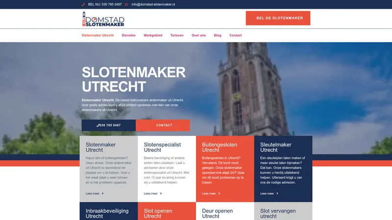 Website van Domstad Slotenmaker Utrecht