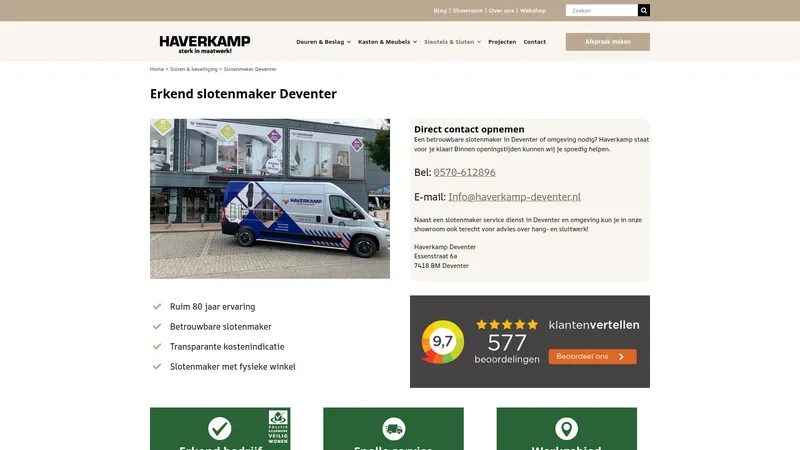Website van Haverkamp Slotenmaker Deventer