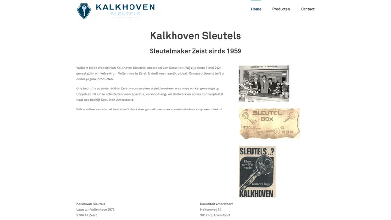 Website van Kalkhoven Sleutels (Securiteit)