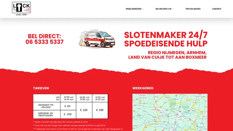 Website van Lock-it - 24/7 slotenmaker Nijmegen/ Arnhem