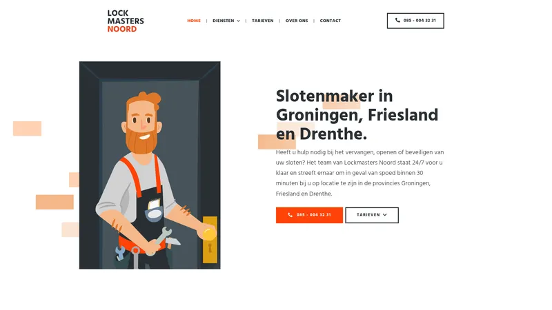 Website van Lockmasters Noord