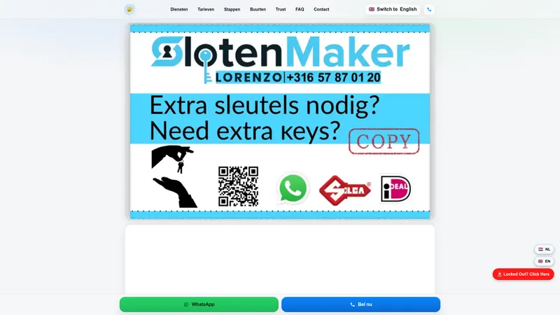 Website van Locksmith Slotenmaker Lorenzo