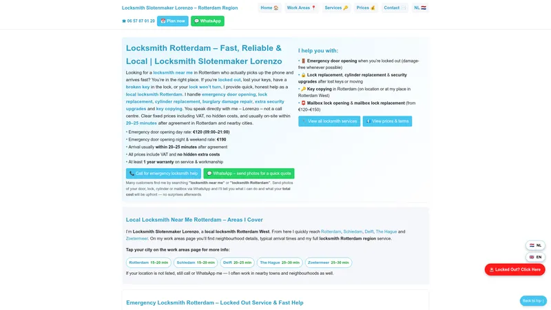 Website van Locksmith Slotenmaker Lorenzo