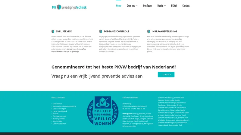 Website van MH Beveiligingstechniek