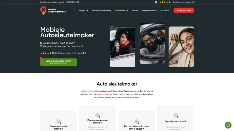 Website van Mobiele autosleutelmaker