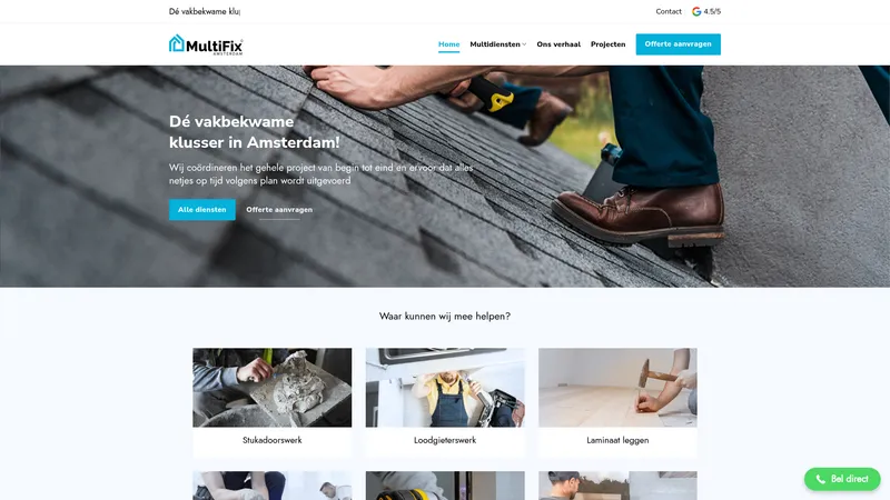 Website van Multifix Amsterdam