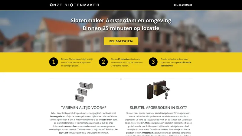 Website van Onze Slotenmaker
