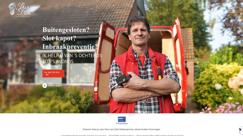 Website van Paul van Dijk Slotenservice