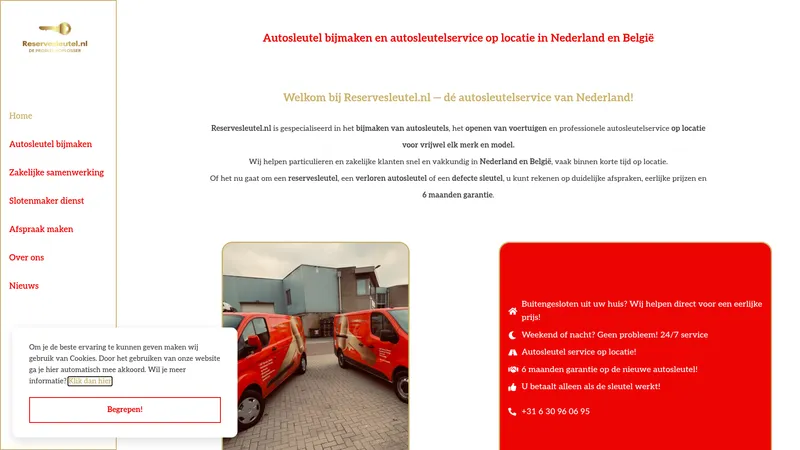 Website van Reservesleutel