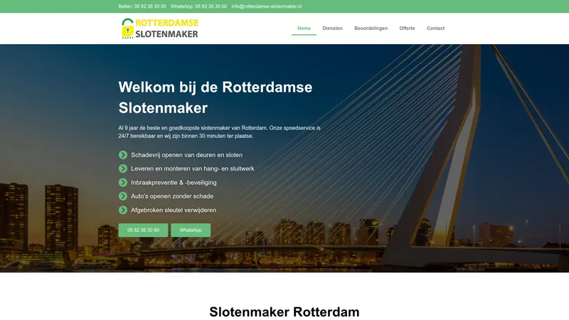 Website van Rotterdamse Slotenmaker 24/7 Service