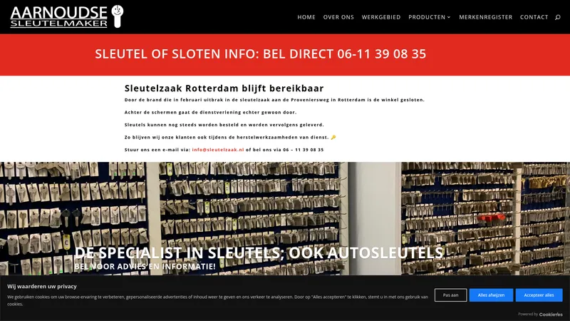 Website van Sleutelmaker C.H. Aarnoudse