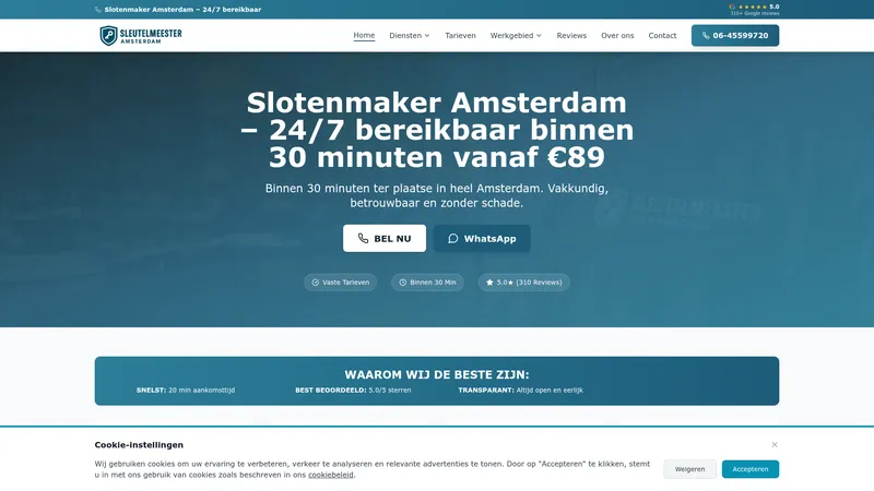 Website van Sleutelmeester Amsterdam