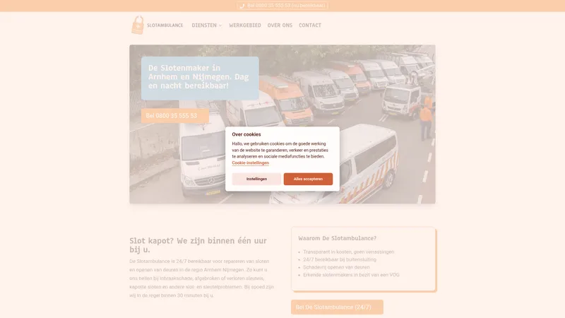 Website van Slotambulance - 24/7 slotenmaker