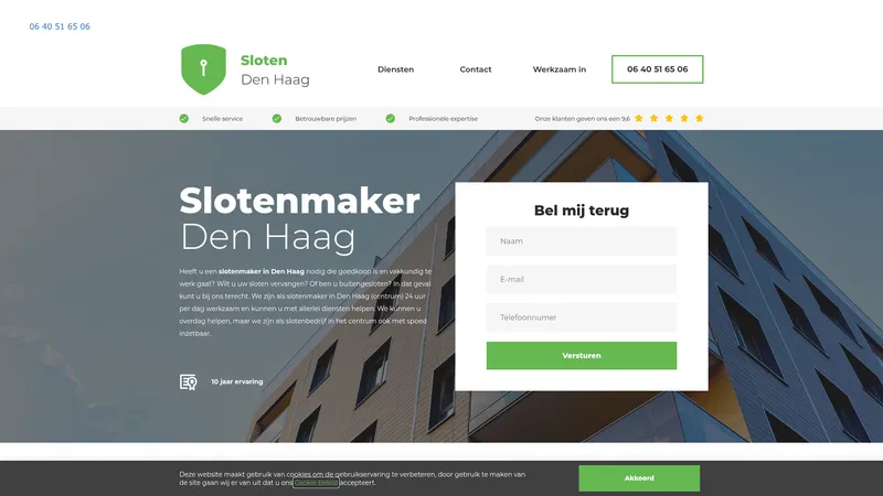 Website van Sloten Den Haag