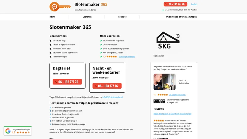 Website van Slotenmaker 365
