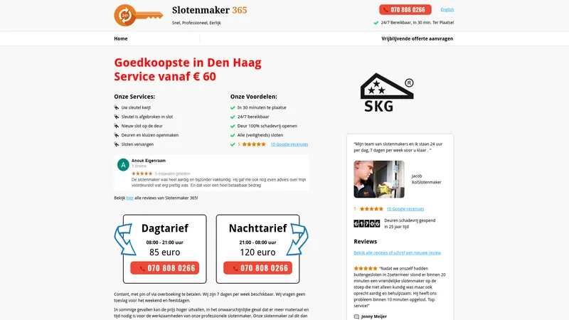 Website van Slotenmaker 365