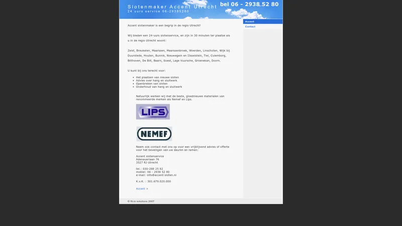 Website van Slotenmaker Accent