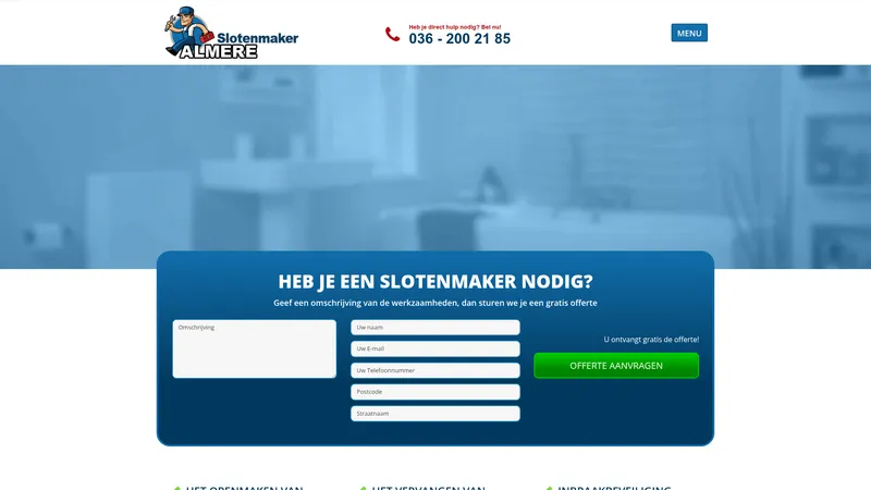 Website van Slotenmaker Almere