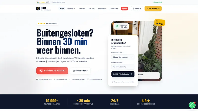 Website van Slotenmaker BOTA