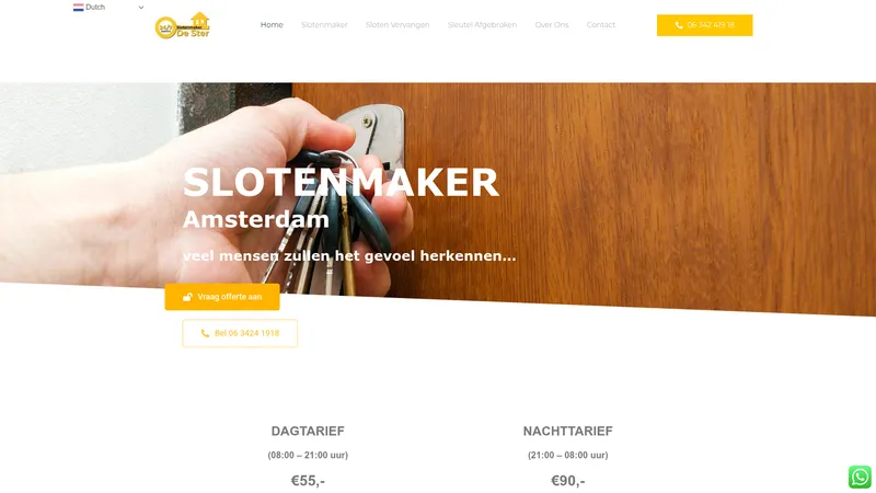 Website van Slotenmaker De Ster