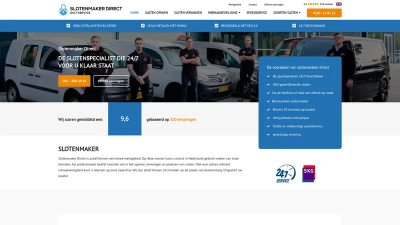 Website van Slotenmaker Direct