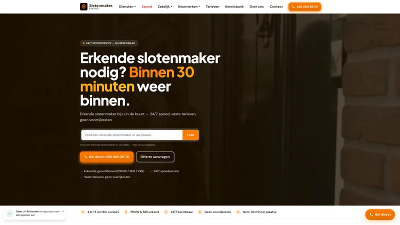 Website van SLOTENMAKER ERKEND