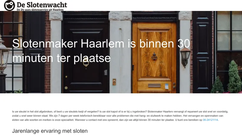 Website van Slotenmaker Haarlem