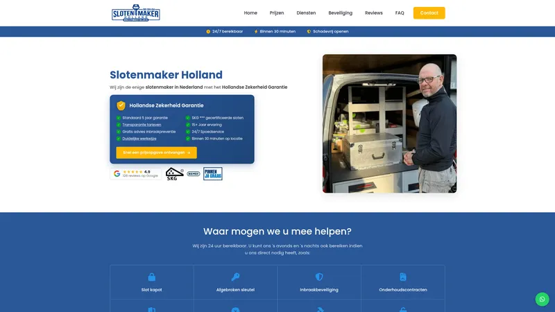Website van Slotenmaker Holland
