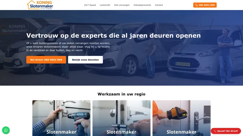 Website van Slotenmaker Koning