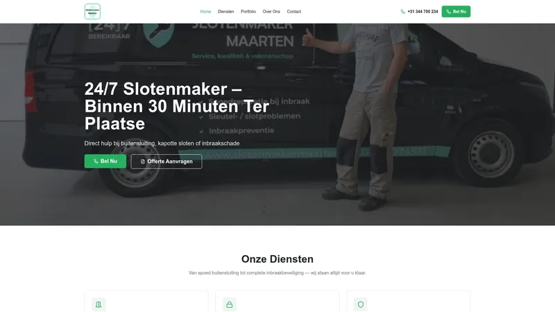 Website van Slotenmaker Maarten