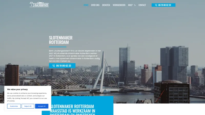 Website van Slotenmaker Maasstad Rotterdam