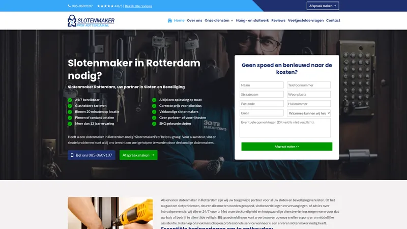 Website van Slotenmaker Rotterdam | Slotenmakerprof.nl