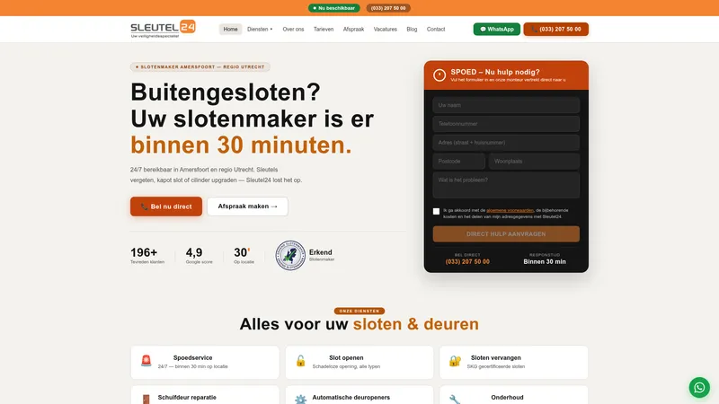 Website van Slotenmaker Service Sleutel24.nl