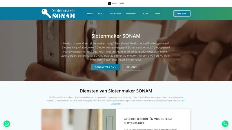 Website van Slotenmaker Sonam
