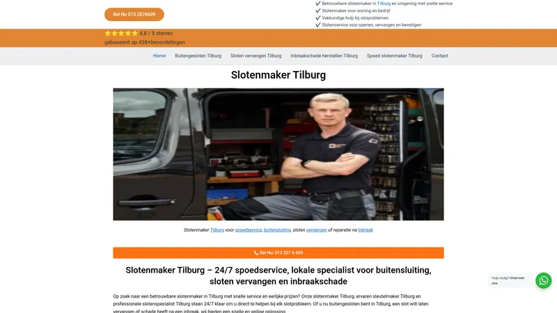 Website van Slotenmaker SpoedService Tilburg