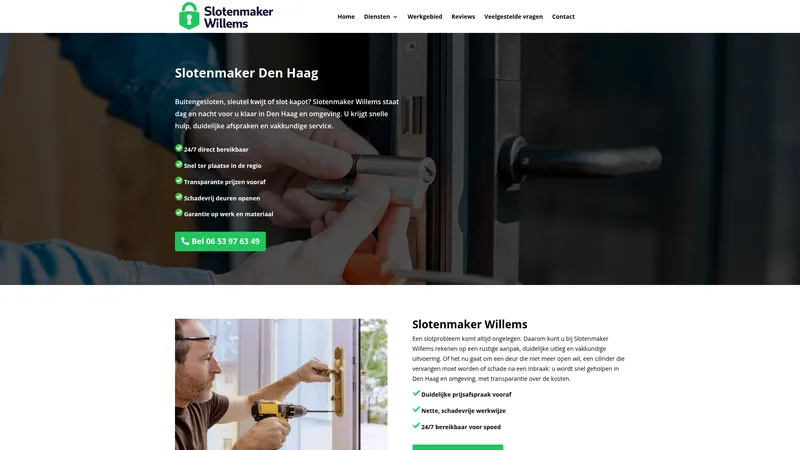 Website van Slotenmaker Willems