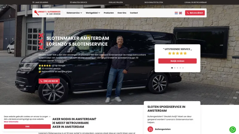 Website van Slotenmakers Amsterdam