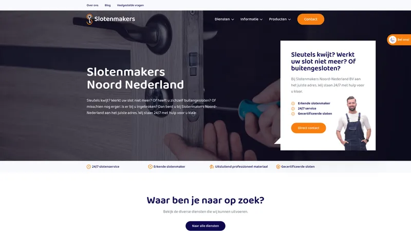 Website van Slotenmakers noord nederland